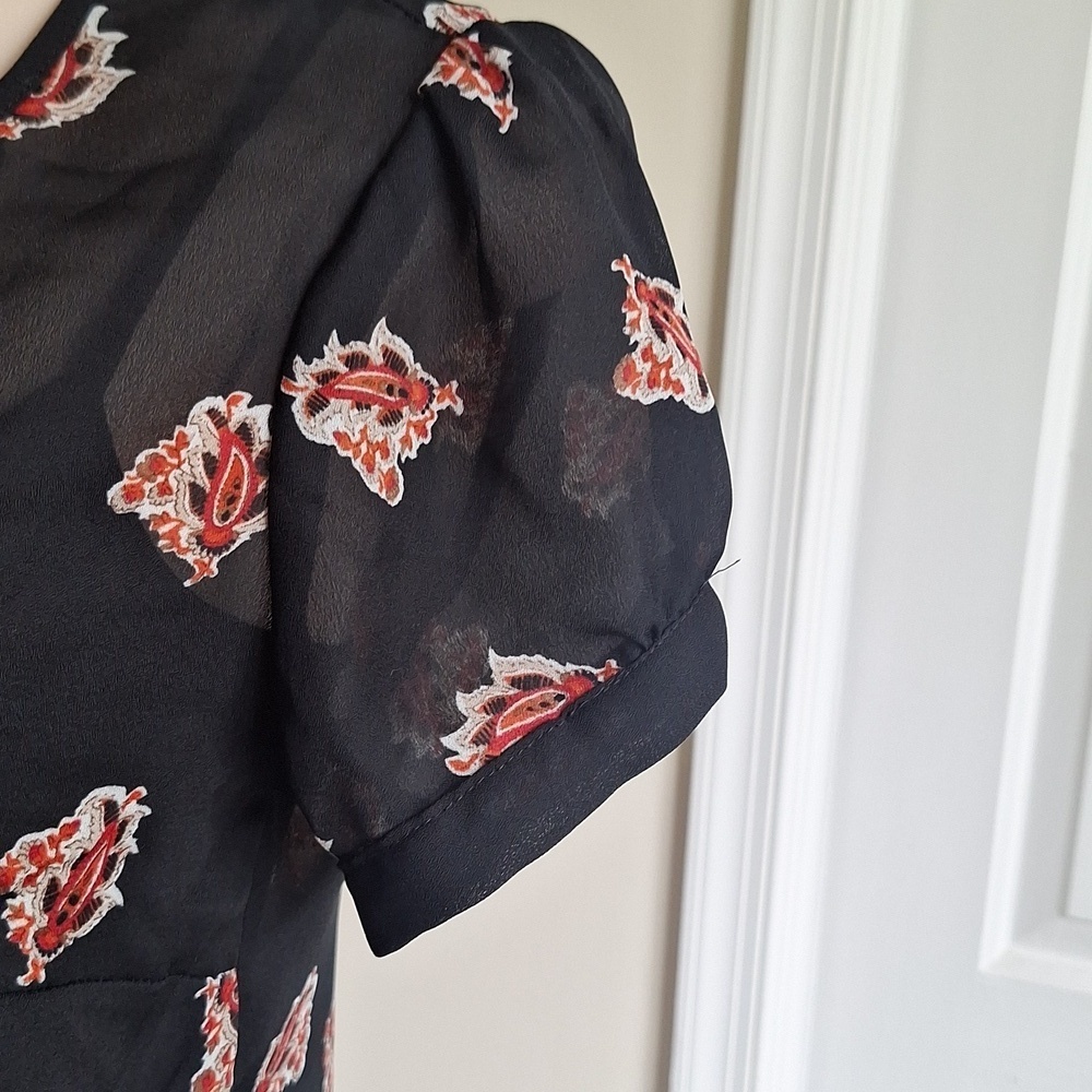 Charlotte Russe Black and Red Paisley Print Belted Dress Size S/M - Picture 6 of 9